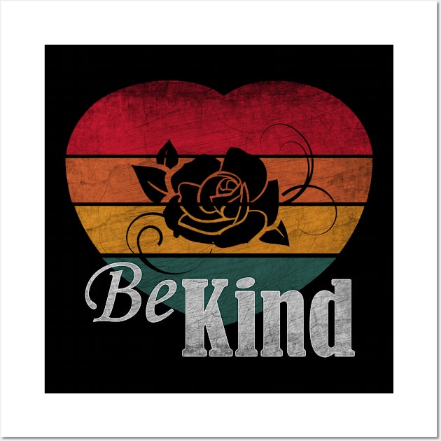 Be Kind T-shirt Heart Retro Wall Art by PEHardy Design